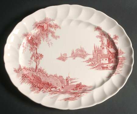 The Old Mill Pink 15" Oval Serving Platter