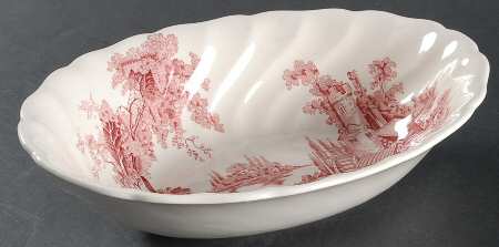 The Old Mill Pink 9" Oval Vegetable Bowl