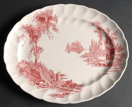 The Old Mill Pink 12" Oval Serving Platter