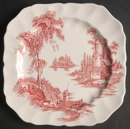 The Old Mill Pink Square Salad Plate