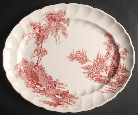 The Old Mill Pink 13" Oval Serving Platter