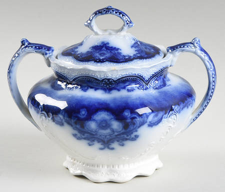 Oregon (Flow Blue) Sugar Bowl & Lid