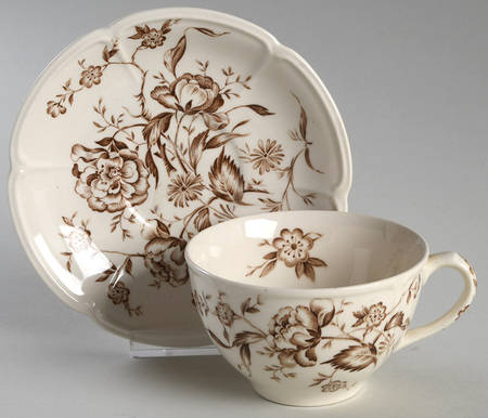 Oriental Rose Flat Cup & Saucer Set