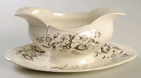 Oriental Rose Gravy Boat with Attached Underplate