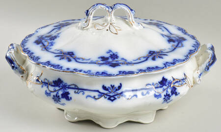 Oxford (Flow Blue) Round Covered Vegetable