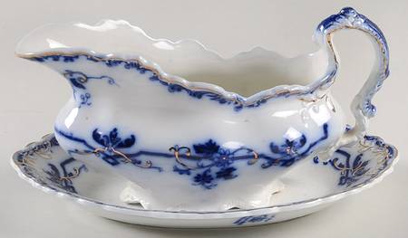 Oxford (Flow Blue) Gravy Boat & Underplate/Relish