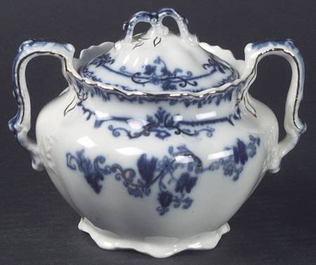 Oxford (Flow Blue) Sugar Bowl & Lid