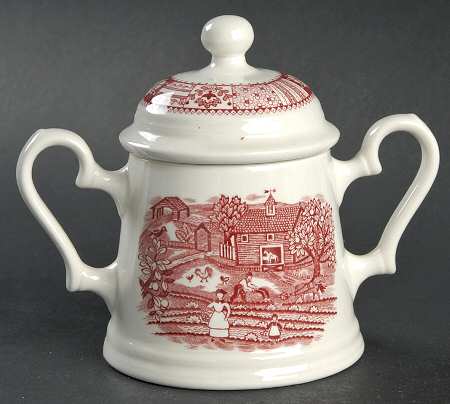 Patchwork Farm Pink Sugar Bowl & Lid