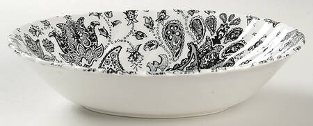 Paisley Black 9" Oval Vegetable Bowl