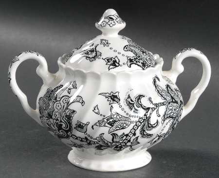 Paisley Black Sugar Bowl & Lid