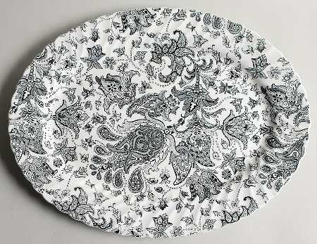 Paisley Black 15" Oval Serving Platter