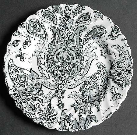 Paisley Black Bread & Butter Plate