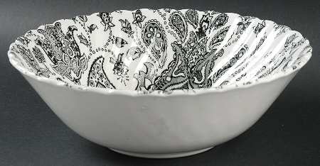 Paisley Black 8" Round Vegetable Bowl