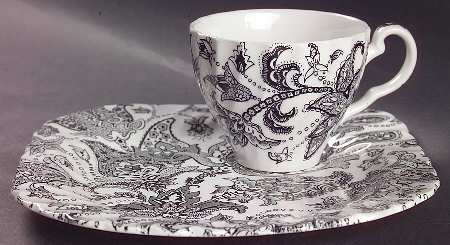 Paisley Black Snack Plate & Cup Set