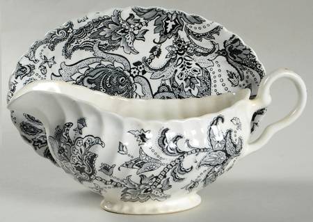 Paisley Black Gravy Boat & Underplate/Relish