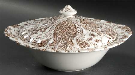 Paisley Brown Round Covered Vegetable