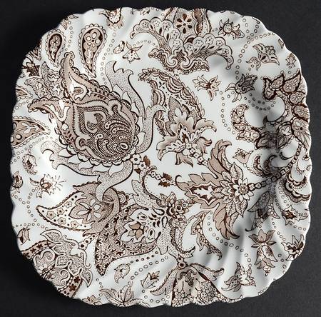 Paisley Brown Square Salad Plate