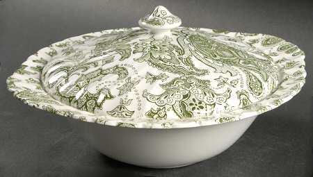 Paisley Green Round Covered Vegetable