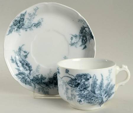 Paris Blue Green Flat Cup & Saucer Set