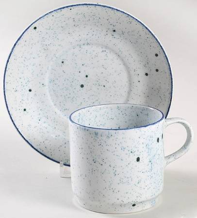 Patio Blue Flat Cup & Saucer Set