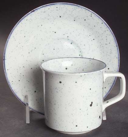 Patio Blue Flat Cup & Saucer Set