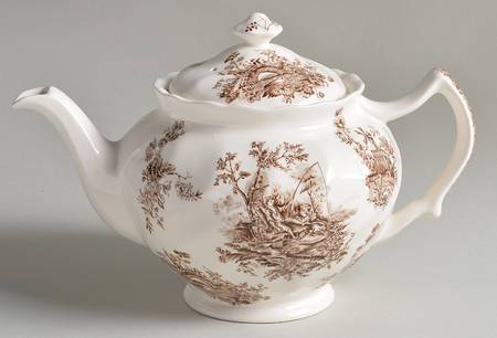 Pastorale Toile De Jouy Brown Teapot & Lid