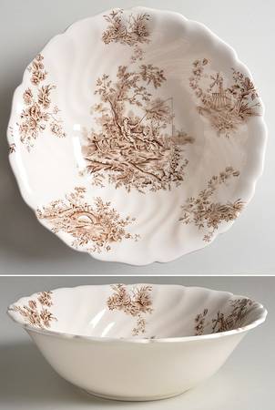 Pastorale Toile De Jouy Brown 8" Round Vegetable Bowl