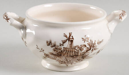 Pastorale Toile De Jouy Brown Sugar Bowl No Lid