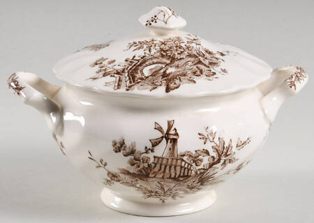 Pastorale Toile De Jouy Brown Sugar Bowl & Lid