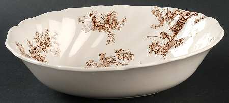 Pastorale Toile De Jouy Brown 8" Oval Vegetable Bowl