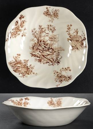 Pastorale Toile De Jouy Brown Square Soup Bowl