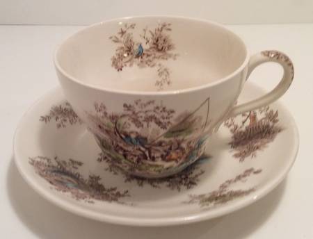 Pastorale Toile De Jouy Brown Multicolor Oversized Cup & Saucer Set