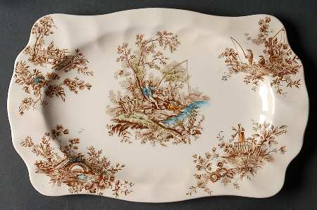 Pastorale Toile De Jouy Brown Multicolor 10" Rectangular Serving Platter