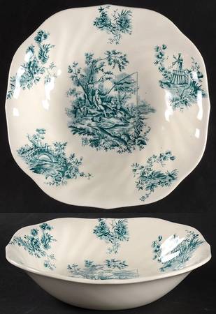 Pastorale Toile De Jouy Green Blue Coupe Cereal Bowl