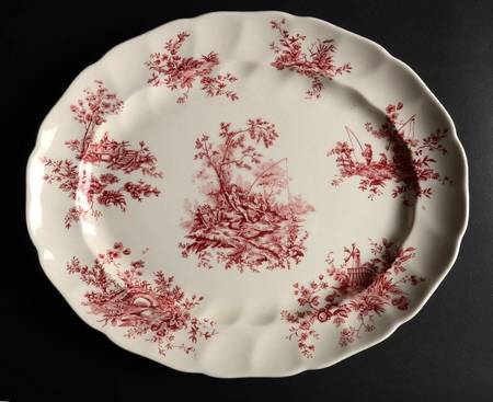 Pastorale Toile De Jouy Pink 13" Oval Serving Platter