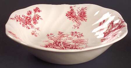 Pastorale Toile De Jouy Pink Square Soup Bowl