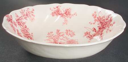Pastorale Toile De Jouy Pink 8" Oval Vegetable Bowl