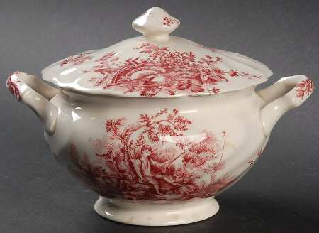 Pastorale Toile De Jouy Pink Sugar Bowl & Lid
