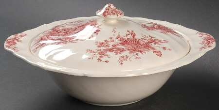Pastorale Toile De Jouy Pink Round Covered Vegetable