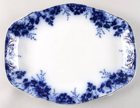 Peach (Flow Blue, Gold Accents) 14" Oval Serving Platter