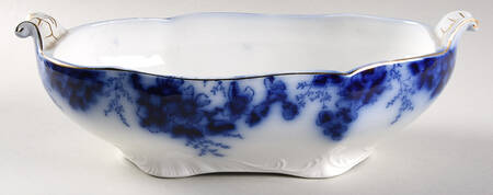 Peach (Flow Blue, Gold Accents) Oval Vegetable No Lid