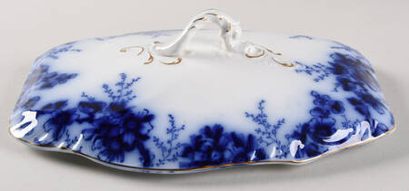 Peach (Flow Blue, Gold Accents) Lid for Oval Vegetable