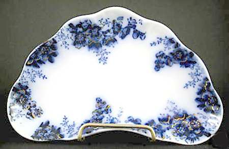 Peach (Flow Blue, Gold Accents) Bone Dish