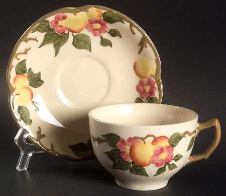 Peach Bloom Flat Cup & Saucer Set