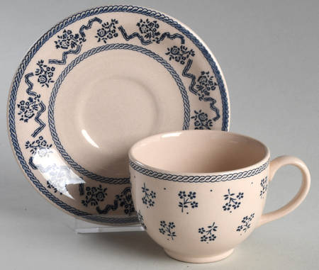 Petite Fleur Blue Flat Cup & Saucer Set