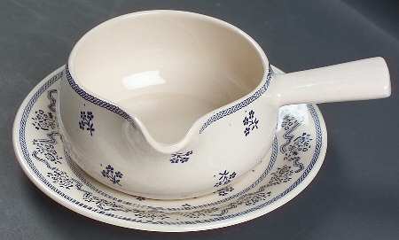 Petite Fleur Blue Round Gravy Boat & Underplate