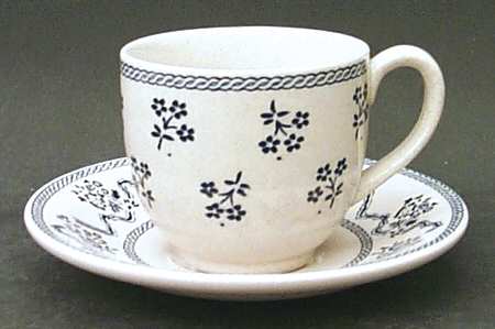 Petite Fleur Blue Flat Demitasse Cup & Saucer Set