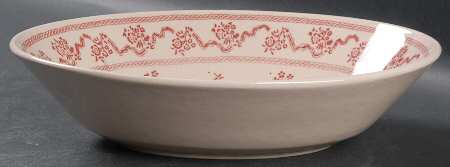 Petite Fleur Burgundy Pink 9" Oval Vegetable Bowl