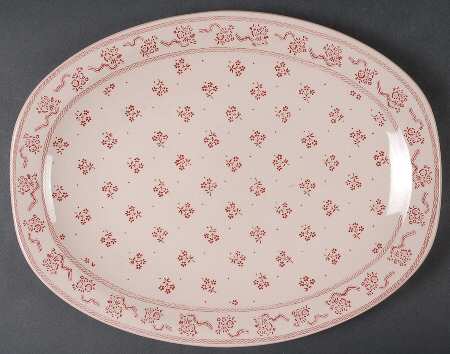 Petite Fleur Burgundy Pink 13" Oval Serving Platter