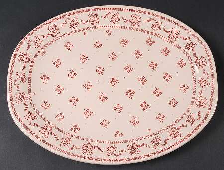 Petite Fleur Burgundy Pink 12" Oval Serving Platter